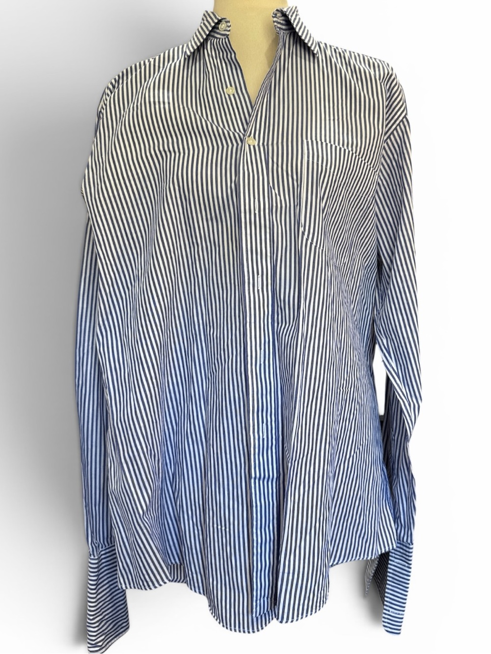 Ferrell Reed Navy and White Vertical Stripe Dress Shirt #548